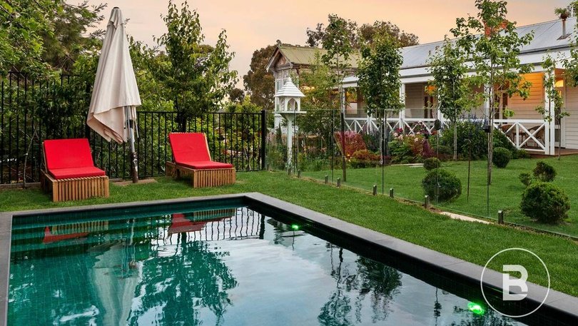 The centrepiece pool is heated by solar power.