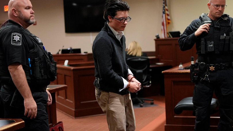 School shooting suspect Colt Gray attends court for a status hearing at the Barrow County Courthouse.