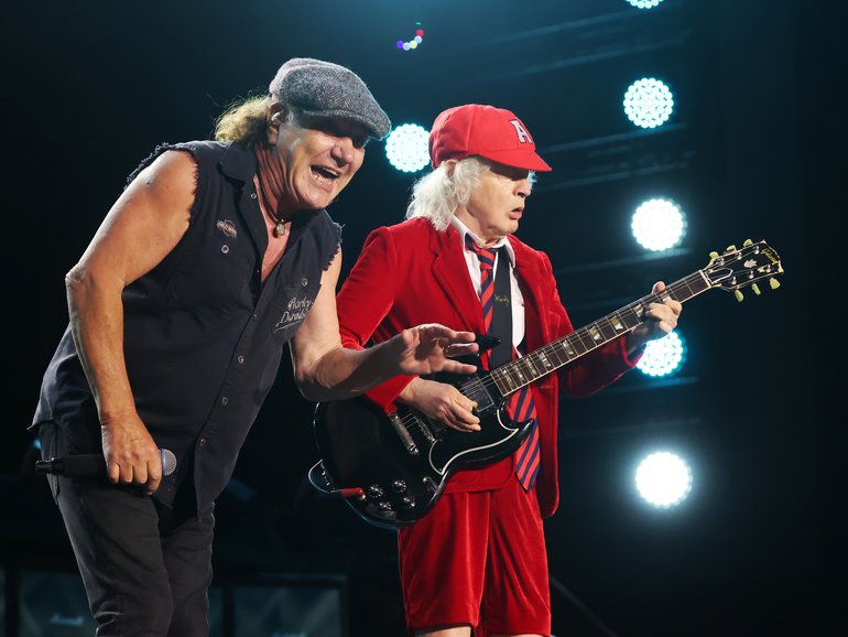 News. Concert. AC/DC Concert at Optus Stadium. Brian Johnson and Angus Young.
