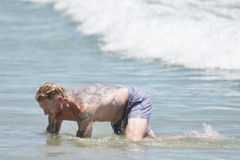 Ben Stokes taking a dip.