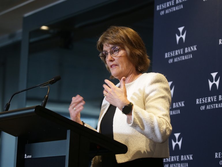NewsWire Photos: RBA Governor Michele Bullock gives a statement after the RBA's Monetary Policy Decision to keep interest rates on hold on Tuesday. NewsWire / Christian Gilles