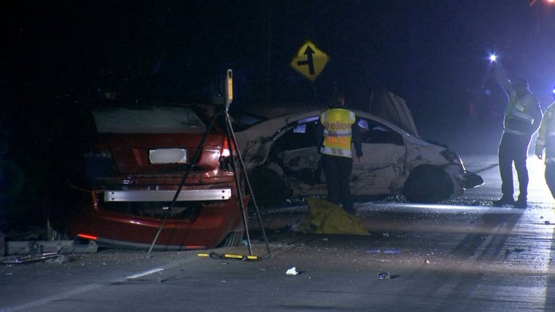 One person has died after a three-car crash in Truganina.
