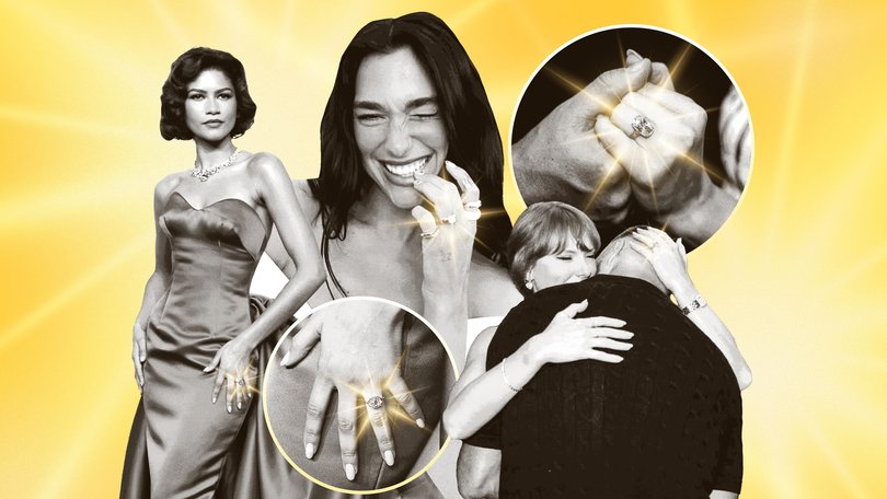 Zendaya, Dua Lipa and Taylor Swift are all sporting yellow gold engagement rings this year. 
