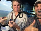 Pilot Sebastian Robinson and Outback Wrangler star Matt Wright on a crocodile egg collecting mission in January 2016. Photo: Supplied