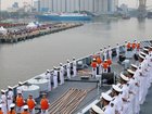 The Chinese PLA Navy's 989 Task Group arrives at the Port of Tanjung Priok in Jakarta, Indonesia, on December 7.