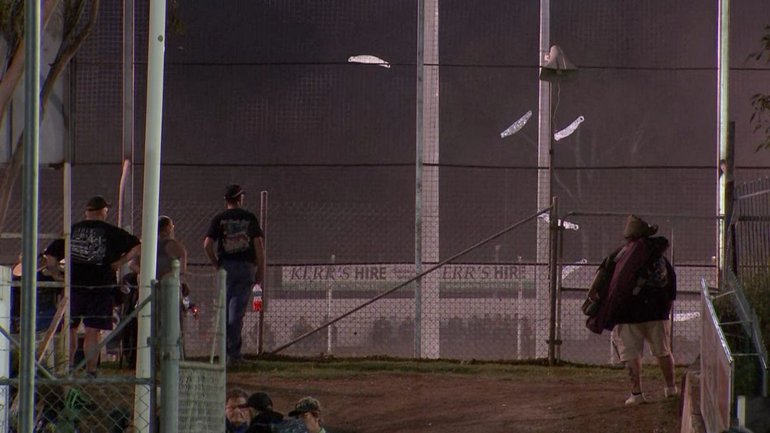 A spectator has been injured by a flying wheel that came off a sprint car at Avalon Raceway in Victoria.