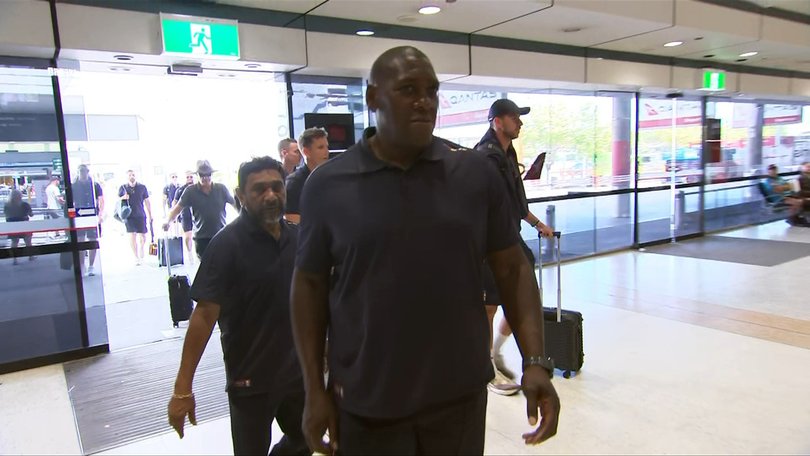 ### ALL ONLINE OUT UNTIL AFTER 7NEWS BROADCASTS AT 6PM ### England looked anything but relaxed as they touched down in Adelaide with their head of security getting physical with camera crews waiting for their arrival. 7NEWS