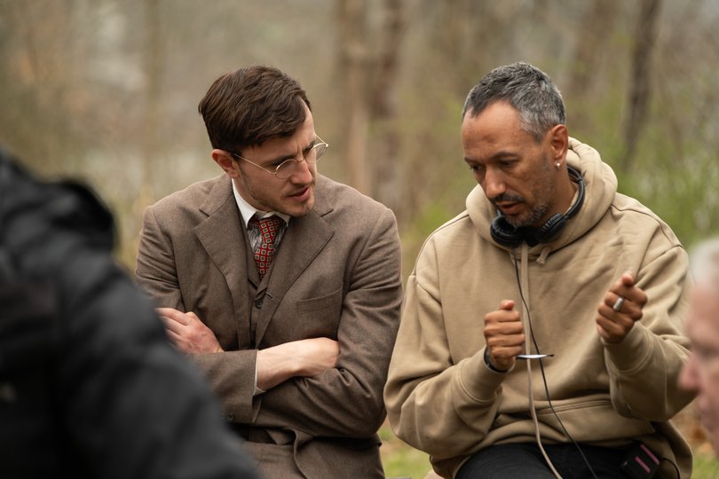 The History of Sound director Oliver Hermanus on set with Paul Mescal.