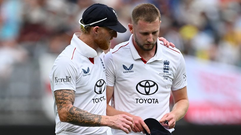 Gus Atkinson (right) is out of England’s side for Adelaide.