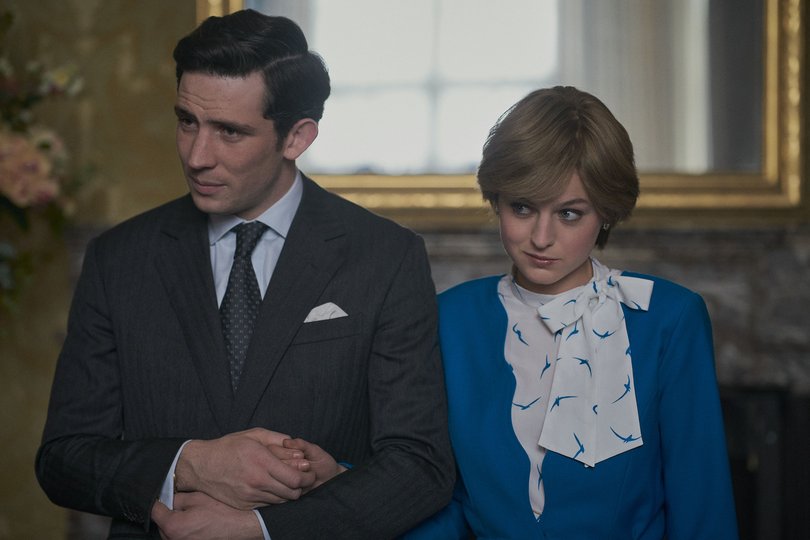 Josh O'Connor as Prince Charles alongside Emma Corrin as Princess Diana in The Crown.
