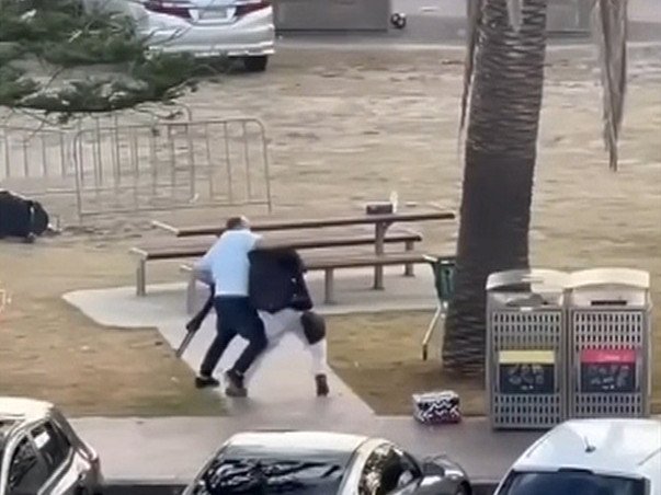 Bondi shooter is tackled by a Ahmed Al Ahmed. Picture: Unknown