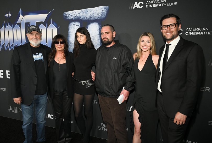 Rob Reiner, Michele Singer, Romy Reiner, Nick Reiner, Maria Gilfillan and Jake Reiner at "Spinal Tap II: The End Continues" Los Angeles Premiere held at The Egyptian Theatre on September 09, 2025.
