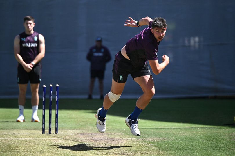 Josh Tongue in the nets on Monday.