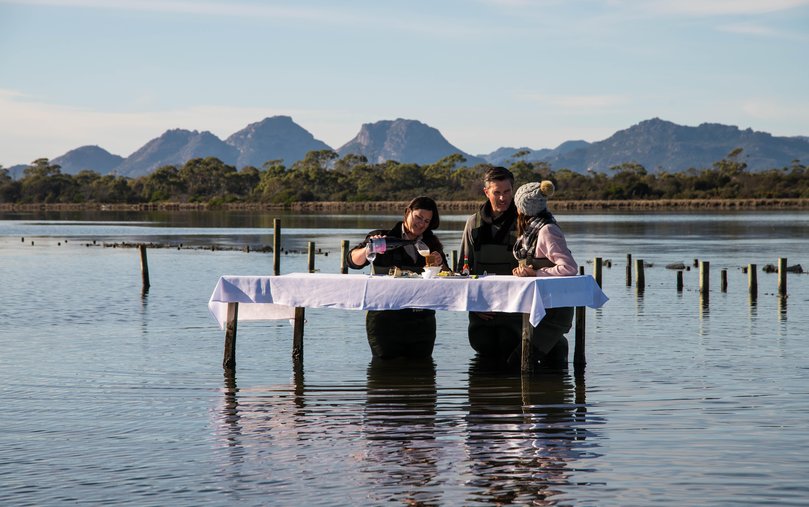Enjoy freshly shucked Pacific oysters at Saffire Freycinet.