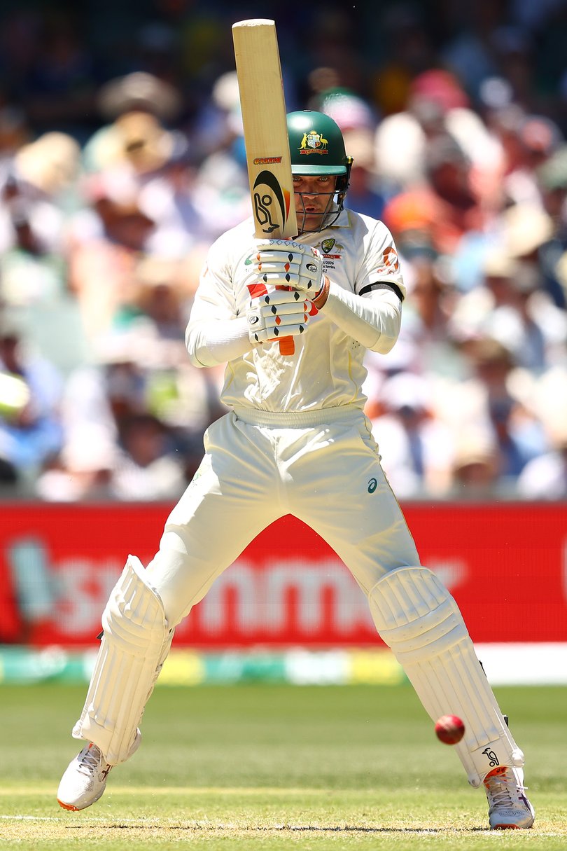 Alex Carey of Australia bats during day one.