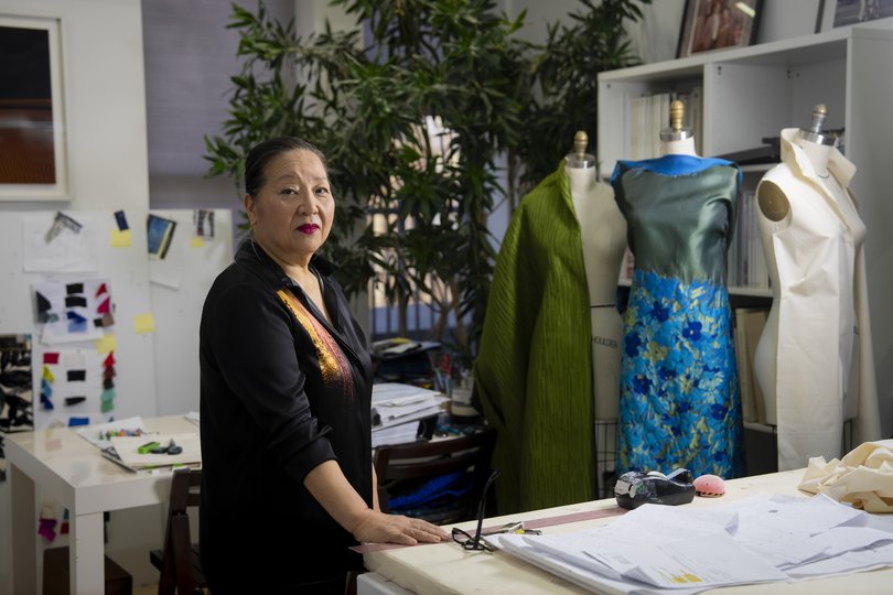 Mi Jong Lee, a fashion designer, in the Garment District of Manhattan, December 12, 2025.