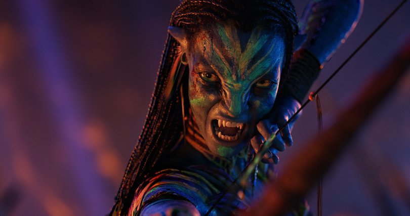 Zoe Saldana as Neytiri in Avatar: Fire and Ash.