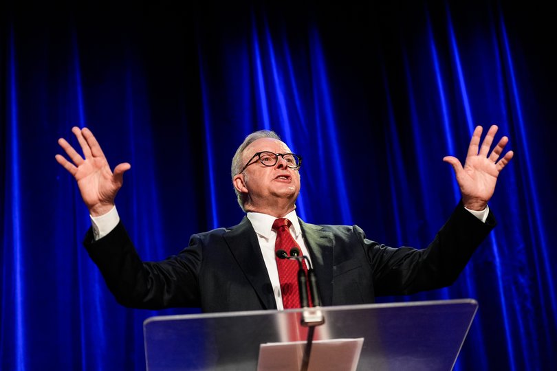 Prime Minister Anthony Albanese delivers his victory speech.