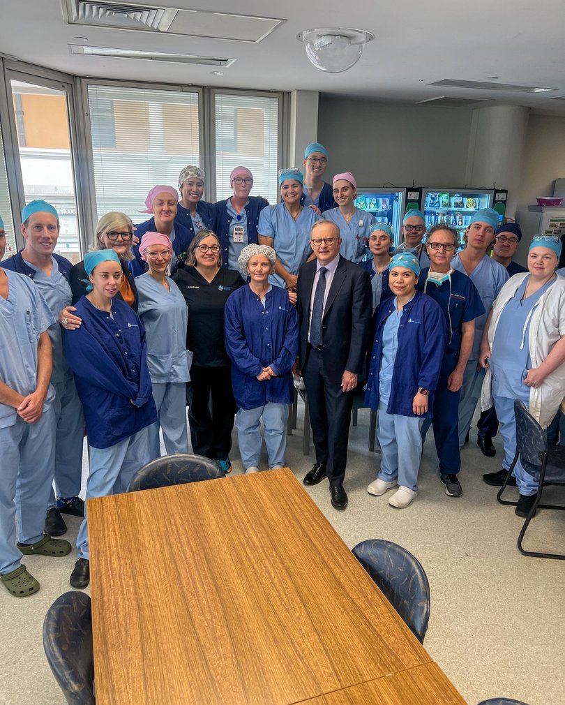 Prime Minister Anthony Albanese visits staff at hospitals in Sydney