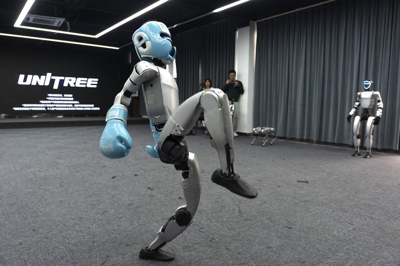 A boxing robot demonstration at Unitree in Hangzhou, China, Oct. 14, 2025.