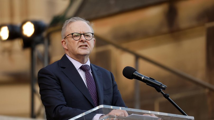 Prime Minister Anthony Albanese also spoke at the event. Picture: NewsWire/Jonathan Ng