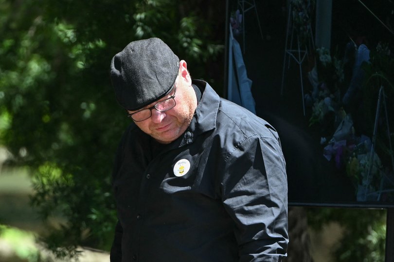 The father of 10-year-old Matilda, who was killed in the December 14 Bondi Beach shooting attack, arrives for her funeral.