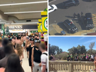 The riot squad was called to a beach in Melbourne’s southeast after hundreds of teenagers stormed a Woolworths before a large brawl broke out near a pier. 