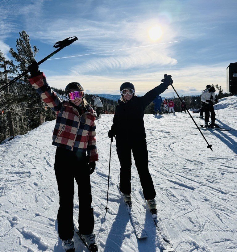 Jemma McFarland and her friend Harriet Cohen enjoying the slopes in Lake Tahoe.