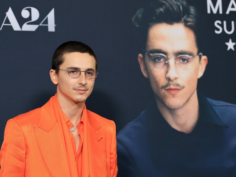 Timothée Chalamet attends A24's Marty Supreme New York premiere on December 16, 2025 in New York City.