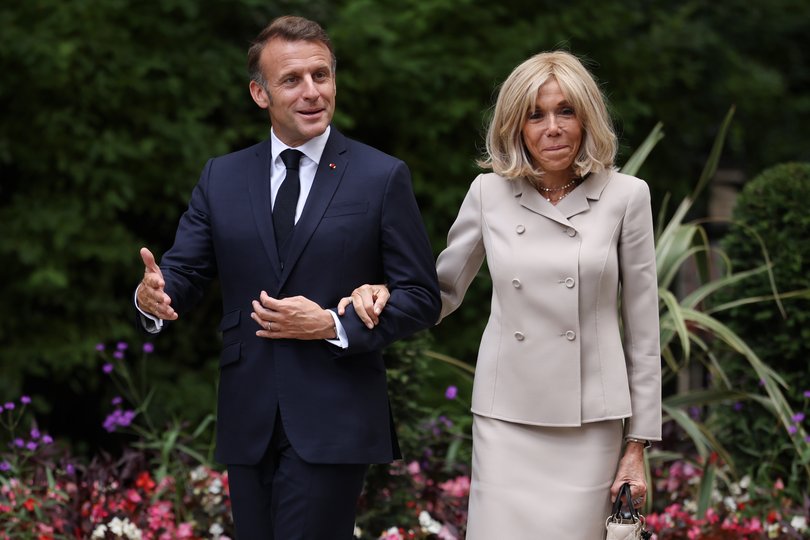 Emmanuel Macron and Brigitte Macron. 