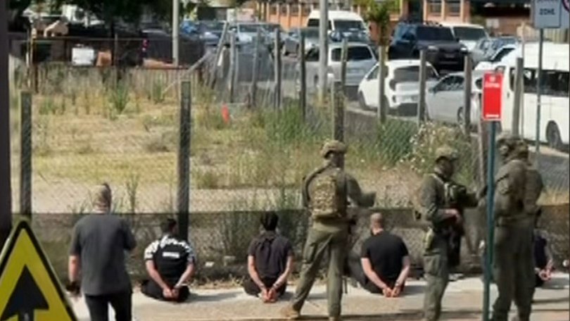 Heavily-armed counterterrorism police have detained a group of men believed to be on their way to Bondi Beach in dramatic scenes on a Sydney street.