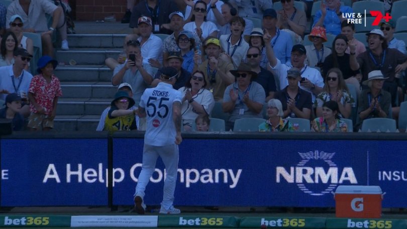Ben Stokes pulled up lame after chasing a ball to the boundary. 
