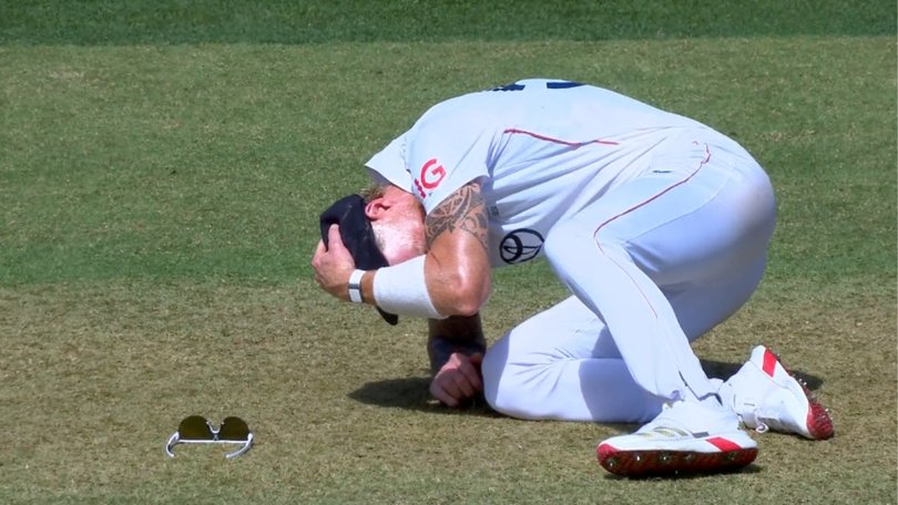 Ben Stokes knocked his head on the ground. 