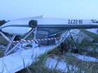 The plane flipped on its top during takeoff on a rural airstrip. 