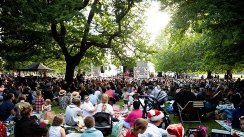 The man was sitting among a large crowd near the stage when he allegedly pulled out the knife. Picture: Supplied