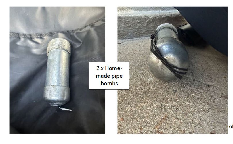 Two home made pipe bombs.