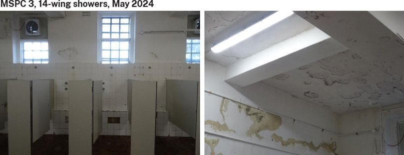 Mouldy showers at Long Bay Correctional Complex.