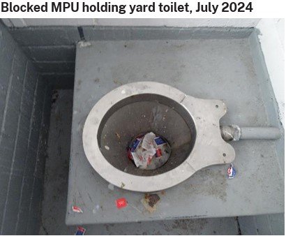 A blocked toilet at the Long Bay Correctional Complex.