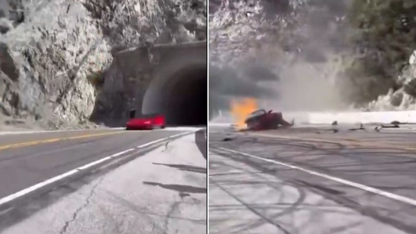 Witness films tragic Ferrari collision in San Gabriel Mountains