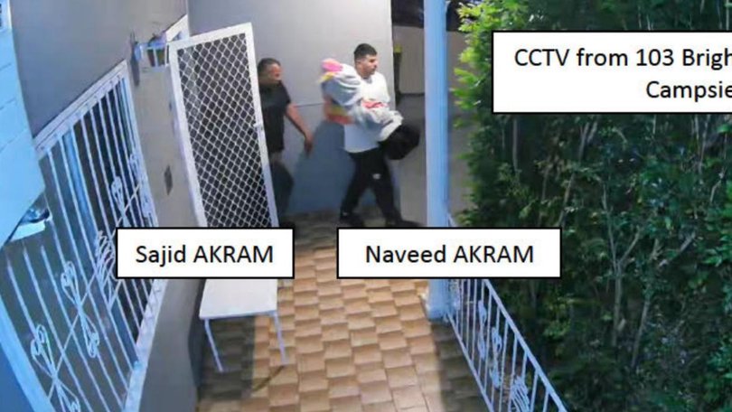 CCTV allegedly captured the pair carrying bulky items out of the Airbnb. Picture: NewsWire handout