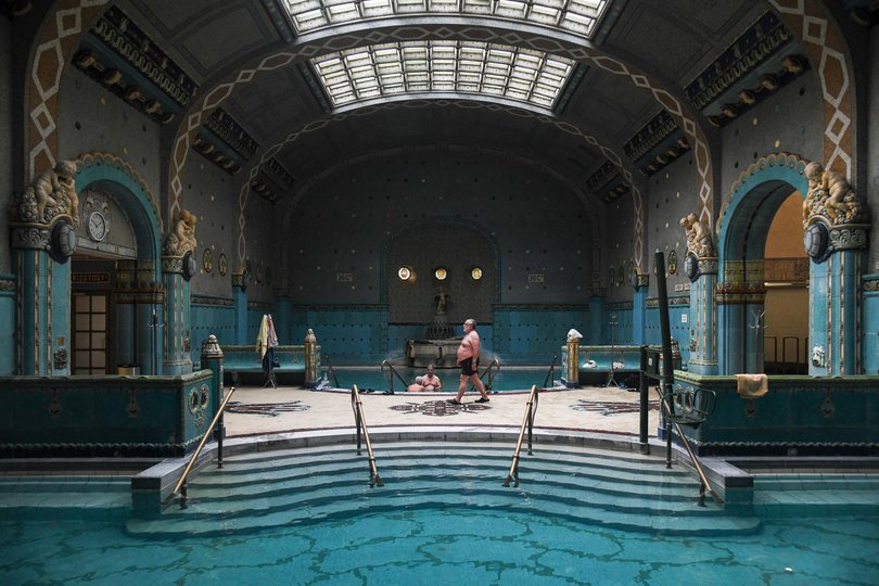 Previous page, the Szecheniy thermal bath. Picture: Getty Images.Above, The Art Nouveau pools at the popular Gellért Bath. Picture: Stephen Hiltner/The New York Times