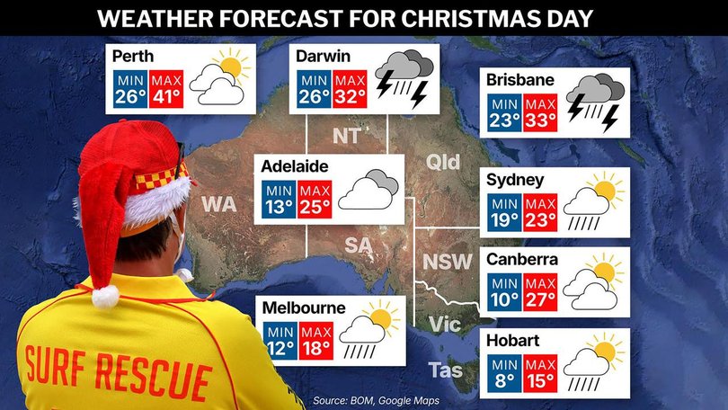 Australia's Christmas Day weather outlook includes rain and extreme heat. (Joanna Kordina/AAP PHOTOS)