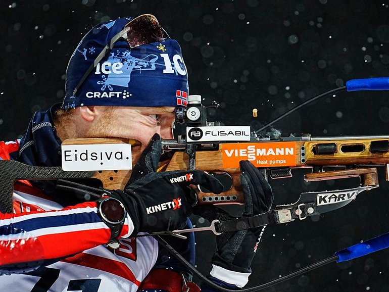 Biathlete Sivert Guttorm Bakken in action earlier this month. The Norwegian has died aged 27. (AP PHOTO)