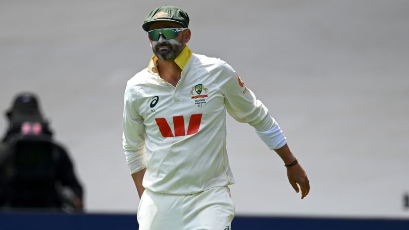 Nathan Lyon  picks up an injury while fielding the ball during day five of the third Test.