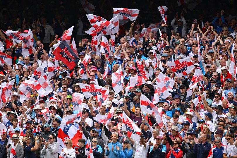 'Barmy Army' fans show their support during day one of the Fourth Test.