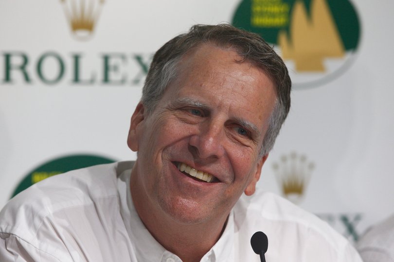 Stan Honey the navigator on Comanche answers questions during the long range weather forecast press conference at the CYCA , Australia, Tuesday, December. 22nd, 2015. (Photo: Steve Christo) (Photo by Steve  Christo/Corbis via Getty Images)