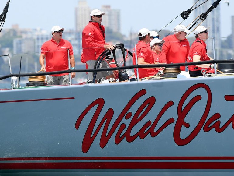 Mark Richards (2-l) will steer Palm Beach XI, the new and improved version of Wild Oats XI. (Dan Himbrechts/AAP PHOTOS)