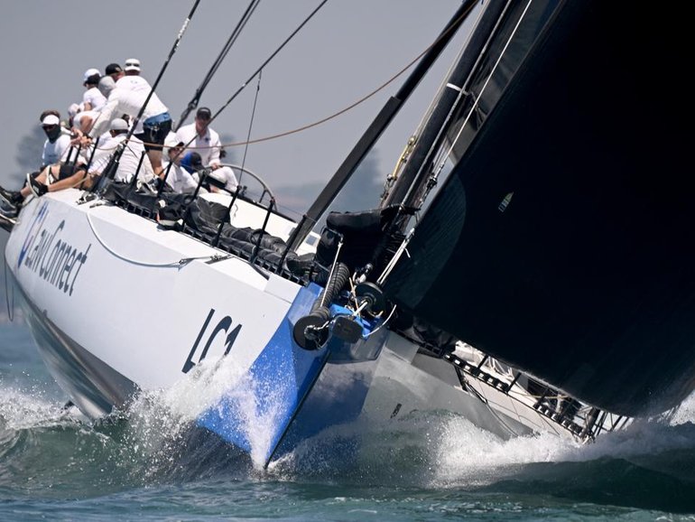All eyes will be on LawConnect to see if she can pull off a Sydney-Hobart line honours three-peat. (Dean Lewins/AAP PHOTOS)