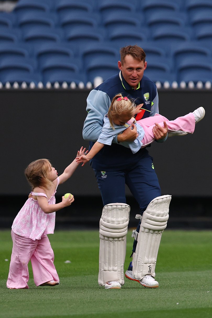 Australian players spent the morning with family on the MCG.