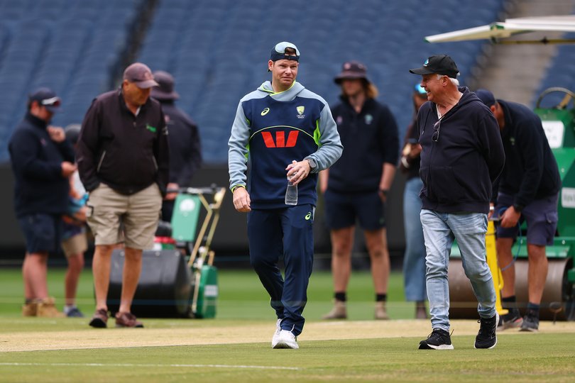 Australian players spent the morning with family on the MCG.